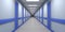 Hospital empty ward corridor with blue doors and finishes. 3d illustration