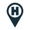 Hospital icon h letter pin location