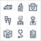 Hospital line icons. linear set. quality vector line set such as medical result, stethoscope, video call, doctor, paramedic,