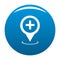 Hospital map pointer icon blue vector