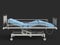 Hospital medical bed with blue mattress - side view