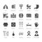 Hospital, medical flat glyph icons. Human organs, stomach, brain, flu, oncology, plastic surgery, psychology breast