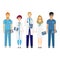 Hospital medical staff team doctors nurses surgeon vector flat illustration