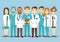 Hospital medical staff team doctors nurses surgeon vector flat illustration