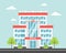 Hospital, a modern city medical facility. Vector image in a flat cartoon style