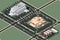 Hospital, Nosque, And Gas Station In Isometric Cityscape