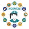 Hospital and nurse related info graphic, flat style