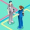 Hospital Nurse Student Talking with Doctor Vector Isometric People