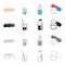 Hospital, pharmacy, polyclinic and other web icon in cartoon style. Tablets, capsules, tests icons in set collection.