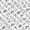 Hospital seamless pattern with thin line icons for doctor`s notation: neurologist, gastroenterologist, manual therapy,