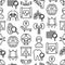 Hospital seamless pattern with thin line icons for doctor`s notation: neurologist, gastroenterologist, manual therapy,