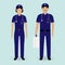 Hospital staff concept. Paramedics ambulance team. Male and female