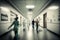 Hospital Staff Rushing Down a Busy Hallway - Generative AI