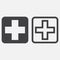 Hospital symbol, cross icon vector isolated on white .