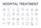 Hospital treatment line icons collection. Medical care, Doctor visit, Surgical operation, Health service, Clinical