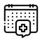 Hospital visit calendar icon vector outline illustration