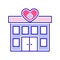 Hospital volunteering color line icon. 24 hours support sign. Palliative help.Outline pictogram for web page, mobile app
