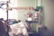 Hospital ward with equipment blurred background