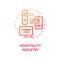 Hospitality industry red gradient concept icon