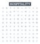 Hospitality vector line icons set. hospitality, accommodation, service, reception, amenities, courtesy, hosting