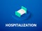 Hospitalization isometric icon, isolated on color background