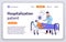 Hospitalization patient web banner. Doctor man discussing with male patient flat vector illustration. Sick person is in a medical