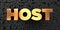 Host - Gold text on black background - 3D rendered royalty free stock picture