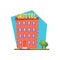 Hostel Building Flat Illustration