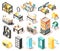 Hostel Isometric Icons Set