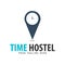 Hostel logo. Hotel logo. Travel rest place. Vector illustration.