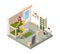 Hostel room interior. Bedroom in hotel accommodation architecture rest room for students contemporary residential vector
