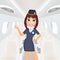 Hostess girl in the airplane