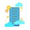 Hosting concept with data storage. Flat vector illustration.