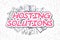 Hosting Solutions - Doodle Magenta Text. Business Concept.