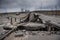 Hostomel, Kyev region Ukraine - 09.04.2022: Cities of Ukraine after the Russian occupation. Bridge over the river Irpin. The