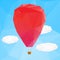 Hot air ballon, poplygonal vector illustration