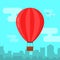 Hot air ballon in the sky and city landscape