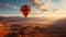 Hot air balloon adventure, flying over mountain landscape, nature outdoors generated by AI