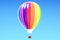 Hot air balloon, aerostat in the blue sky. 3D rendering