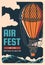 Hot air balloon on air fest retro poster