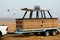 Hot Air Balloon Basket On Car Trailer At Field Closeup