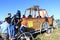 Hot air balloon basket tourists Cappadocia Turkey