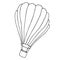 Hot air balloon with a basket. Vector sketch illustration.