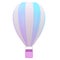 Hot air balloon blur white stripes, colorful aerostat on white background. 3d render.