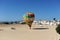 Hot air balloon on the Chorrillo Rompidillo beach in Rota, Costa de la Luz Cadiz, Spain.