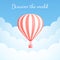 Hot air balloon cloud travel motivation banner