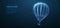 Hot air balloon and clouds on blue night sky backgrownd. Airship craft, fantasy journey, travel concept.