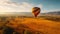 Hot Air Balloon Drifting Through a Picturesque Setting. Generative AI.