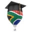 Hot Air Balloon with flag of South African republic and Graduation cap