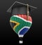 Hot Air Balloon with flag of South African republic and Graduation cap